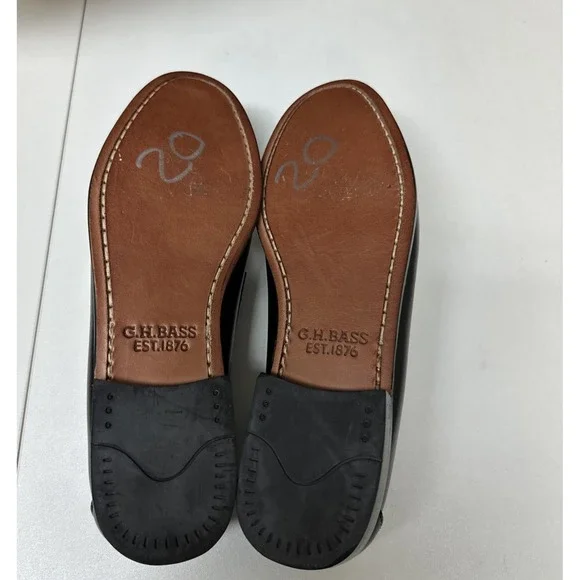 G.H. Bass Weejuns Whitney Shoes Penny Loafers Black White Leather Oxfords 8 M - Picture 8 of 8